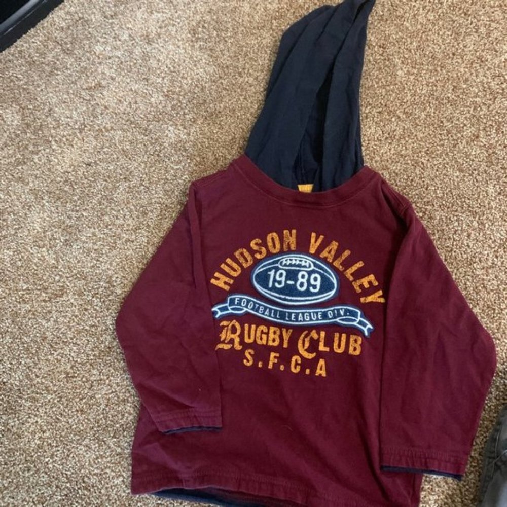 Baby Gap long sleeve hooded Rugby Club shirt